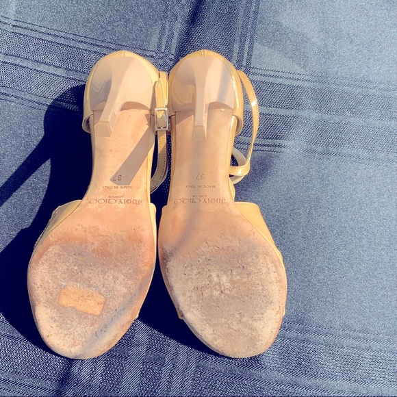 Jimmy Choo London Sandals Nude Patent Leather S 37 - Picture 9 of 12